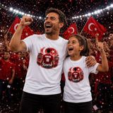 Bk Gift Kişiye Özel Türkiye Taraftar Temalı 2026 Dünya Kupası Tasarımlı Baba&kız Tişört Seti-1, Tek Yürek Milli Takım Ruhu - Standart - 001-Beyaz
