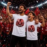 Bk Gift Kişiye Özel Türkiye Taraftar Temalı 2026 Dünya Kupası Tasarımlı Baba&oğul Tişört Seti-1, Tek Yürek Milli Takım Ruhu - Standart - 001-Beyaz