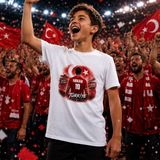 Bk Gift Kişiye Özel Türkiye Taraftar Temalı 2026 Dünya Kupası Tasarımlı Çocuk Tişört-1, Tek Yürek Milli Takım Ruhu - 7 - 8 Yaş - 001-Beyaz