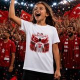 Bk Gift Kişiye Özel Türkiye Taraftar Temalı 2026 Dünya Kupası Tasarımlı Çocuk Tişört-2, Tek Yürek Milli Takım Ruhu - 9 - 10 Yaş - 001-Beyaz
