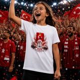 Bk Gift Kişiye Özel Türkiye Taraftar Temalı 2026 Dünya Kupası Tasarımlı Çocuk Tişört-3, Tek Yürek Milli Takım Ruhu - 5 - 6 Yaş - 001-Beyaz