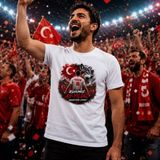 Bk Gift Kişiye Özel Türkiye Taraftar Temalı 2026 Dünya Kupası Tasarımlı Tişört-4, Tek Yürek Milli Takım Ruhu - 001-Beyaz