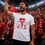Bk Gift Kişiye Özel Türkiye Taraftar Temalı 2026 Dünya Kupası Tasarımlı Tişört-6, Tek Yürek Milli Takım Ruhu - 001-Beyaz