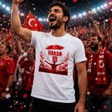 Bk Gift Kişiye Özel Türkiye Taraftar Temalı 2026 Dünya Kupası Tasarımlı Tişört-7, Tek Yürek Milli Takım Ruhu - 3XL - 001-Beyaz