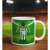 Bk Gift Kişiye Özel Yeşil-Beyaz Forma Tasarımlı Beyaz Kupa Bardak, Arkadaşa Hediye, Sevgiliye Hediye, Taraftar Hediyesi - Renk - Renkli