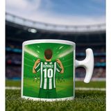 Bk Gift Kişiye Özel Yeşil-Beyaz Forma Tasarımlı Hammer Kulplu Beyaz Kupa Bardak, Arkadaşa Hediye, Sevgiliye Hediye, Taraftar Hediyesi - Renk - Renkli