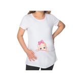 BK Gift Kız Bebek Tasarımlı Beyaz Hamile Tişört-1