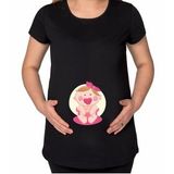 BK Gift Kız Bebek Tasarımlı Siyah Hamile Tişört-2