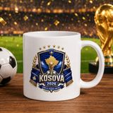 Bk Gift Kosova Taraftar Temalı Dünya Futbol Kupası Tasarımlı Beyaz Kupa Bardak-3 - 1 Adet