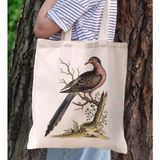 Bk Gift Kuş Tasarımlı Kanvas Bez Çanta, Baskılı Omuz Çantası, Alışveriş Çantası, Plaj Çantası, Arkadaşa Hediye-1 - Desenli