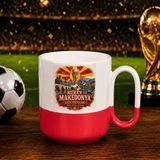 Bk Gift Kuzey Mekadonya Taraftar Temalı Dünya Futbol Kupası Tasarımlı Kırmızı Joyful Kupa Bardak-2 - 1 Adet