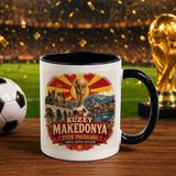 Bk Gift Kuzey Mekadonya Taraftar Temalı Dünya Futbol Kupası Tasarımlı Siyah Kupa Bardak-2 - 1 Adet