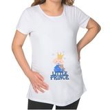 BK Gift Little Prince Tasarımlı Beyaz Hamile Tişört-1, Hamile Giyim, Eşe Hediye