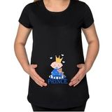 BK Gift Little Prince Tasarımlı Siyah Hamile Tişört-1, Hamile Giyim, Eşe Hediye