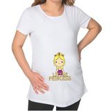 BK Gift Little Princess Tasarımlı Beyaz Hamile Tişört-1, Hamile Giyim, Eşe Hediye
