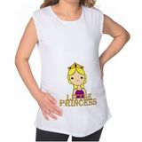 BK Gift Little Princess Tasarımlı Beyaz Sıfır Kol Hamile Tişört-1, Hamile Giyim, Eşe Hediye