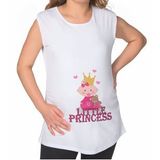 BK Gift Little Princess Tasarımlı Beyaz Sıfır Kol Hamile Tişört-2, Hamile Giyim, Eşe Hediye