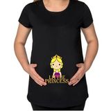 BK Gift Little Princess Tasarımlı Siyah Hamile Tişört-1, Hamile Giyim, Eşe Hediye