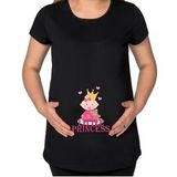 BK Gift Little Princess Tasarımlı Siyah Hamile Tişört-2, Hamile Giyim, Eşe Hediye