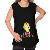 BK Gift Little Princess Tasarımlı Siyah Sıfır Kol Hamile Tişört-1, Hamile Giyim, Eşe Hediye