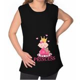 BK Gift Little Princess Tasarımlı Siyah Sıfır Kol Hamile Tişört-2, Hamile Giyim, Eşe Hediye