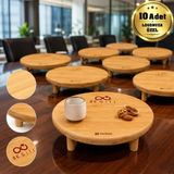BK Gift Logonuza Özel 10 Adet Ayaklı Bambu Sunumluk 24X24X6,5 cm Kurumsal Sunum Tepsisi