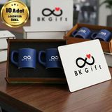 BK Gift Logonuza Özel 10 Adet Kutulu Lacivert Renk Kahve Fincanı Seti – Kutulu Seramik Fincan Kurumsal Hediye Seti