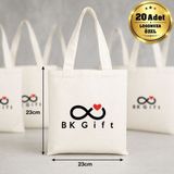 BK Gift Logonuza Özel 20 Adet Ham Bez Çanta 23X23 cm – Küçük Boy Pamuk Promosyon Çanta - 000Beyaz