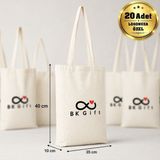 BK Gift Logonuza Özel 20 Adet Ham Bez Çanta Alt Körüklü 35X40X10 cm – Promosyon Logo Baskılı Ham Bez Çanta - 000Beyaz