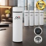 BK Gift Logonuza Özel 5 Adet 5338 Dijital Süzgeçli Çelik Termos 450 ml Kurumsal Termos - Beyaz - 0 - 45 lt