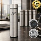 BK Gift Logonuza Özel 5 Adet 5338 Dijital Süzgeçli Çelik Termos 450 ml Kurumsal Termos - Gümüş - 0 - 45 lt