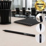 BK Gift Logonuza Özel 50 Adet 564 Natural Siyah Yuvarlak Ahşap Gövdeli Kurşun Kalem Seti - Ahşap Rengi