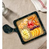 Bk Gift Mermer Tasarımlı Kare Şeklinde Doğal Ahşap Servis ve Sunum Tabağı Model 12 - 1 Adet