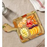 Bk Gift Meyveler Tasarımlı Kare Şeklinde Doğal Ahşap Servis ve Sunum Tabağı Model 2 - 1 Adet