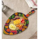 Bk Gift Meyveler Tasarımlı Yaprak Şeklinde Doğal Ahşap Servis ve Sunum Tabağı Model 1 - 1 Adet