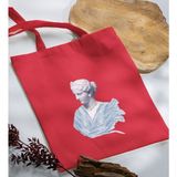Bk Gift Modern Art Tasarımlı-1 Kırmızı Kumaş Bez Çanta Baskılı Omuz Çantası