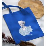 Bk Gift Modern Art Tasarımlı-1 Mavi Kumaş Bez Çanta Baskılı Omuz Çantası