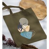 Bk Gift Modern Art Tasarımlı-2 Haki Kumaş Bez Çanta Baskılı Omuz Çantası