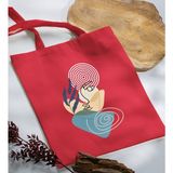 Bk Gift Modern Art Tasarımlı-2 Kırmızı Kumaş Bez Çanta Baskılı Omuz Çantası