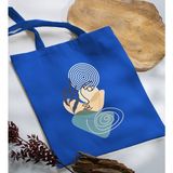 Bk Gift Modern Art Tasarımlı-2 Mavi Kumaş Bez Çanta Baskılı Omuz Çantası