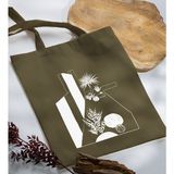 Bk Gift Modern Art Tasarımlı-3 Haki Kumaş Bez Çanta Baskılı Omuz Çantası