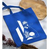 Bk Gift Modern Art Tasarımlı-3 Mavi Kumaş Bez Çanta Baskılı Omuz Çantası