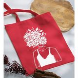 Bk Gift Modern Art Tasarımlı-4 Kırmızı Kumaş Bez Çanta Baskılı Omuz Çantası