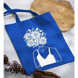 Bk Gift Modern Art Tasarımlı-5 Mavi Kumaş Bez Çanta Baskılı Omuz Çantası