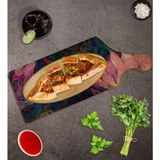 Bk Gift Modern Art Tasarımlı Dikdörtgen Şeklinde Doğal Ahşap Servis ve Sunum Tabağı Model 20 - 1 Adet