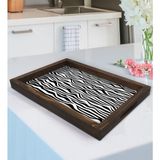 Bk Gift Modern Art Tasarımlı Doğal Ahşap Tepsi-18 - Renk