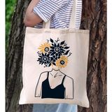 Bk Gift Modern Art Tasarımlı Kanvas Bez Çanta, Baskılı Omuz Çantası, Alışveriş Çantası, Plaj Çantası, Arkadaşa Hediye-12 - Desenli