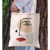 Bk Gift Modern Art Tasarımlı Kanvas Bez Çanta, Baskılı Omuz Çantası, Alışveriş Çantası, Plaj Çantası, Arkadaşa Hediye-13 - Desenli