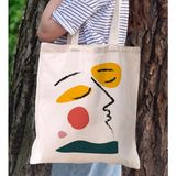 Bk Gift Modern Art Tasarımlı Kanvas Bez Çanta, Baskılı Omuz Çantası, Alışveriş Çantası, Plaj Çantası, Arkadaşa Hediye-14 - Desenli