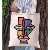 Bk Gift Modern Art Tasarımlı Kanvas Bez Çanta, Baskılı Omuz Çantası, Alışveriş Çantası, Plaj Çantası, Arkadaşa Hediye-15 - Desenli